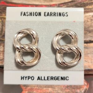 Silver Twisted Loop Earrings